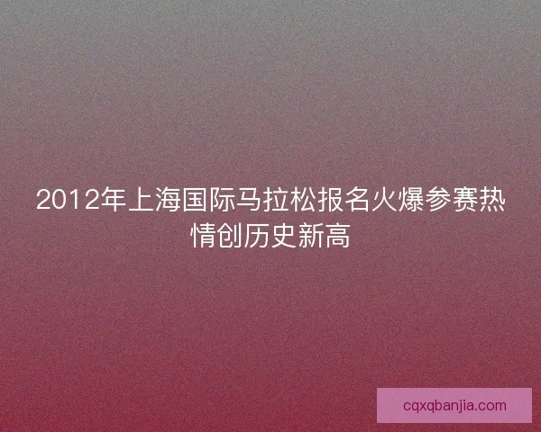 2012年上海国际马拉松报名火爆参赛热情创历史新高