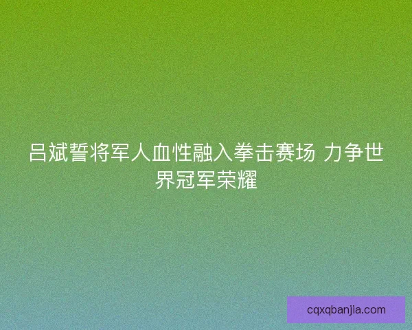 吕斌誓将军人血性融入拳击赛场 力争世界冠军荣耀