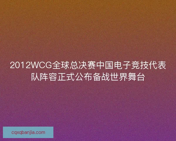 2012WCG全球总决赛中国电子竞技代表队阵容正式公布备战世界舞台