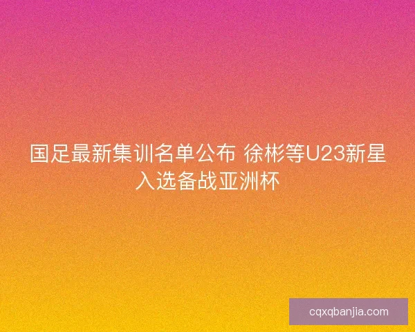 国足最新集训名单公布 徐彬等U23新星入选备战亚洲杯