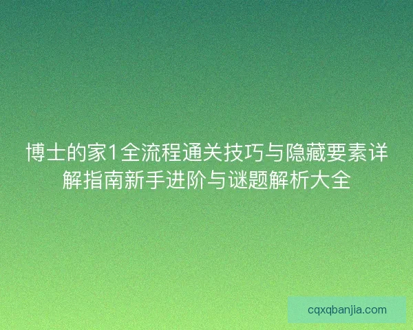 博士的家1全流程通关技巧与隐藏要素详解指南新手进阶与谜题解析大全