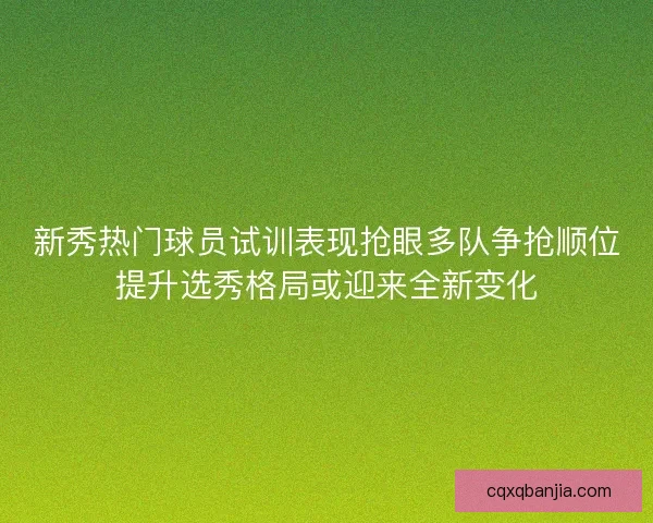 新秀热门球员试训表现抢眼多队争抢顺位提升选秀格局或迎来全新变化 新秀热门球员试训表现抢眼多队争抢顺位提升选秀格局或迎来全新变化